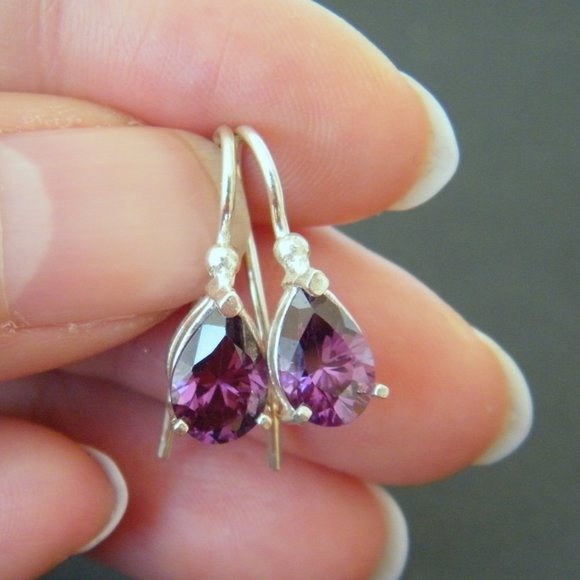 Sterling Silver and Amethyst Earrings - Picture 2 of 7